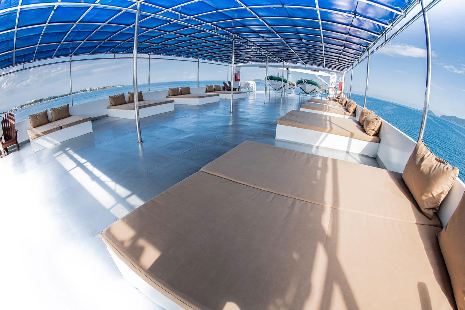 White Manta sun deck at sunset